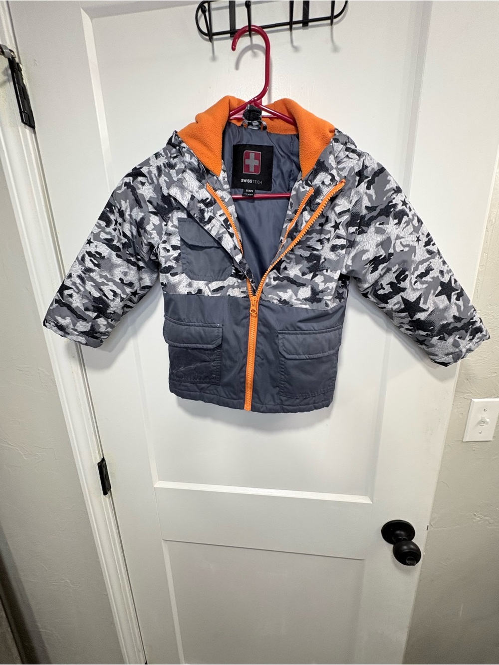 Swiss Tech Gray Camo Jacket with Orange Accents